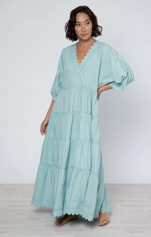 Sage Poplin Maxi Dress w/ Ric Rac Embroidery sold by Beau & Ro product image thumbnail 3