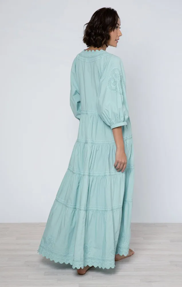 Sage Poplin Maxi Dress w/ Ric Rac Embroidery sold by Beau & Ro product image thumbnail 4