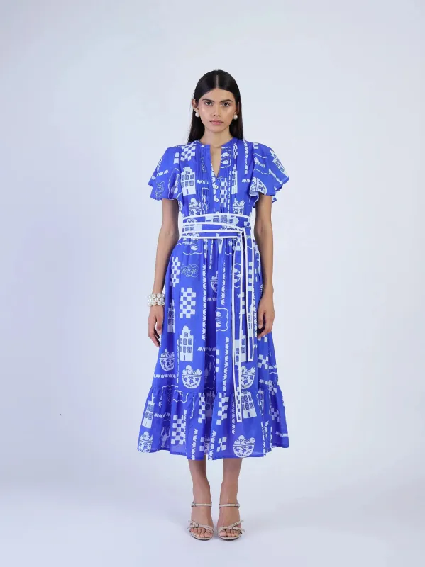 Leni Dress in Sverige Indigo sold by Beau & Ro