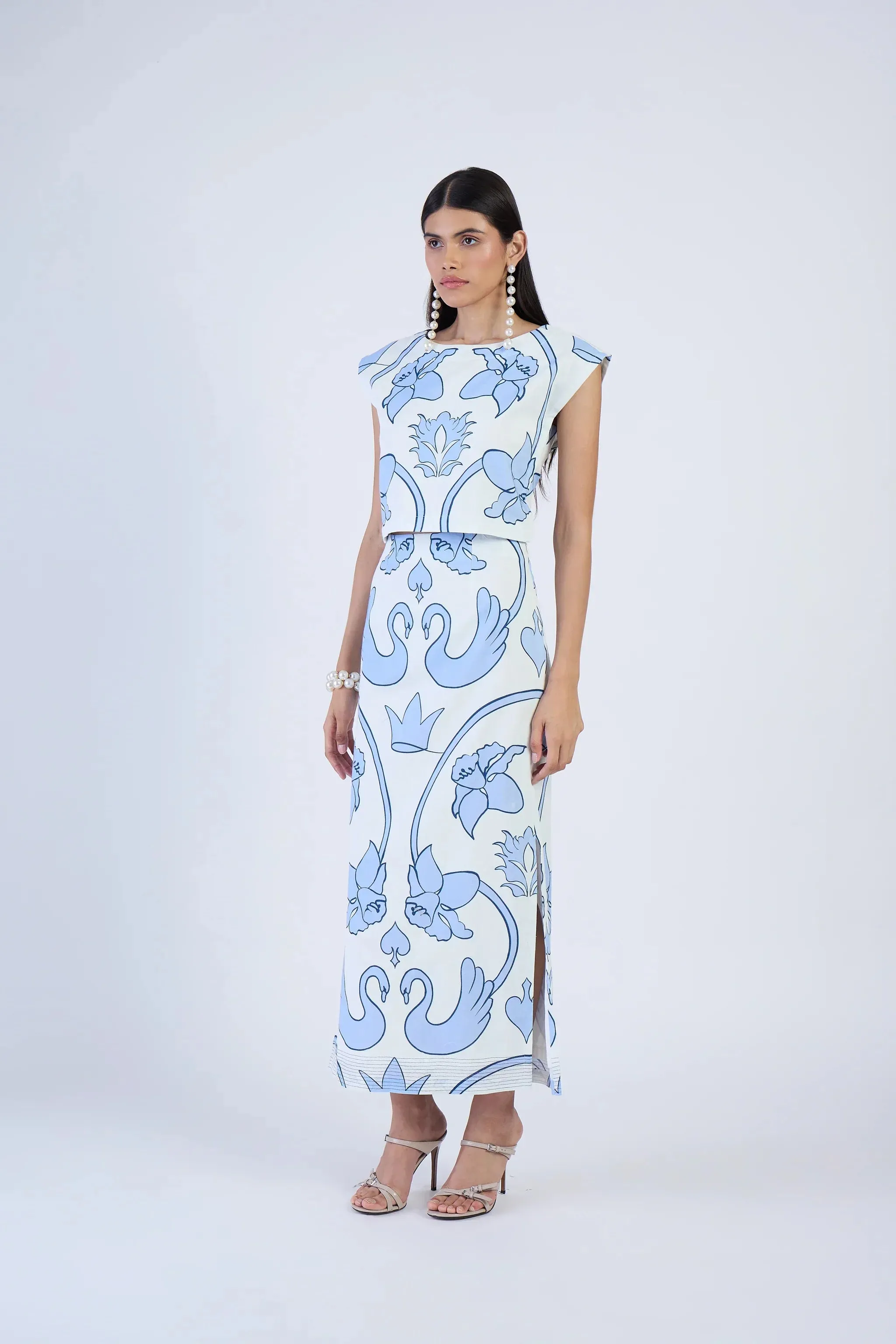 Aspen Skirt in Monaco Celeste sold by Beau & Ro product image thumbnail 3