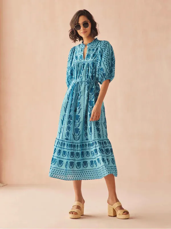 Wren Midi Dress in Pali Coast made by Omika