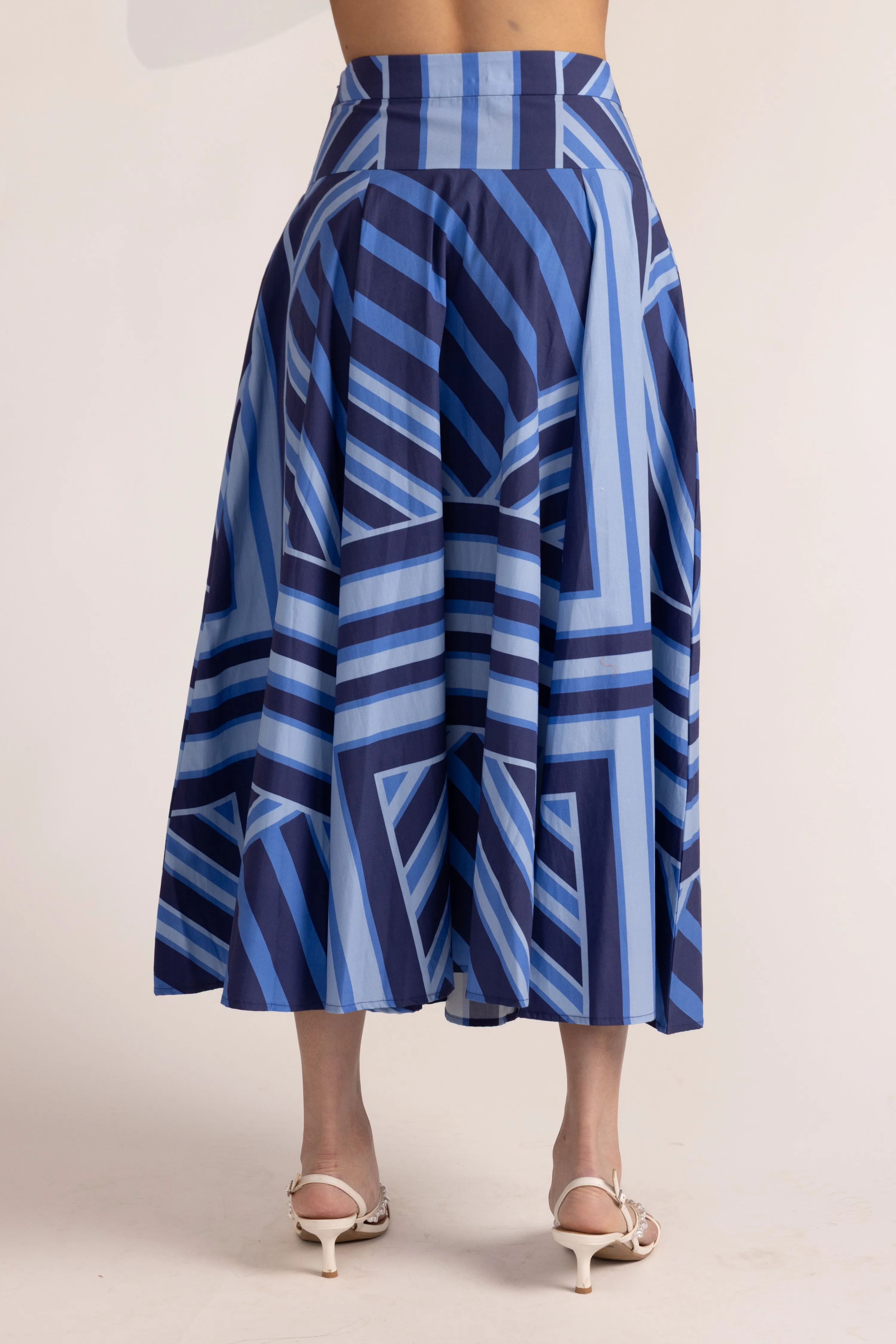 Edith Skirt in Blue Geo Stripe sold by Beau & Ro product image thumbnail 4