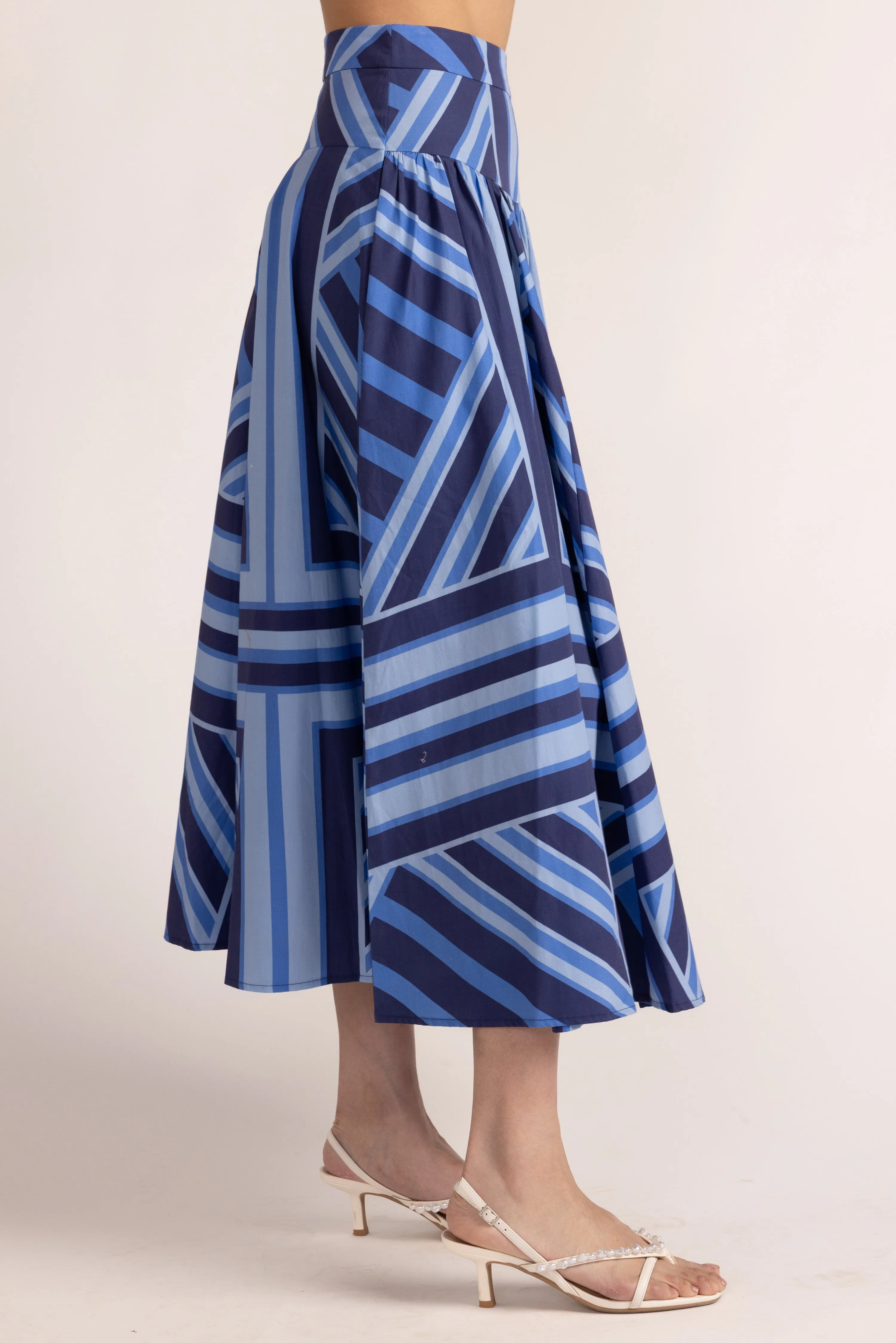Edith Skirt in Blue Geo Stripe sold by Beau & Ro product image thumbnail 3