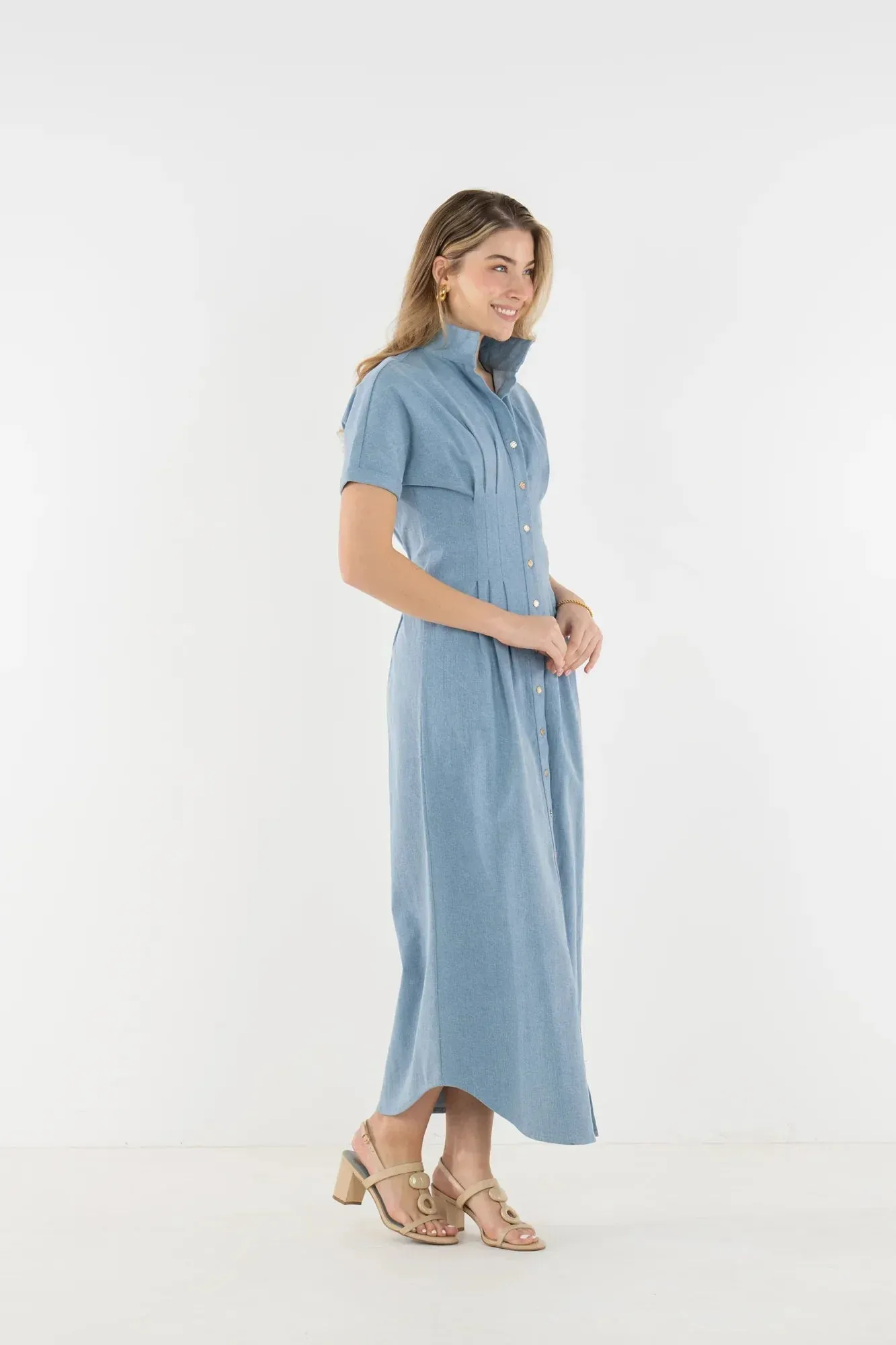 Georgia Dress in Classic Denim sold by Beau & Ro product image thumbnail 3