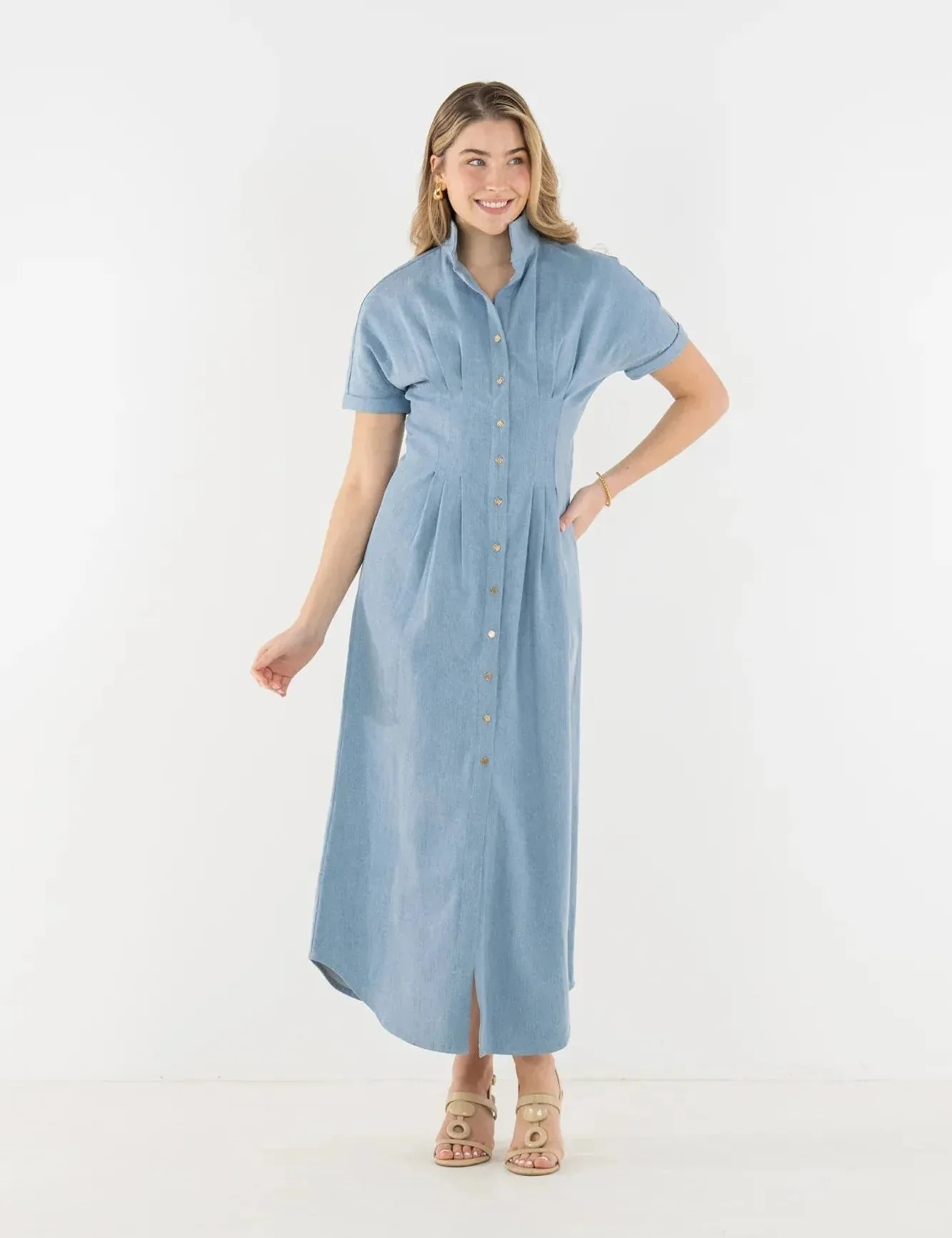 Georgia Dress in Classic Denim sold by Beau & Ro