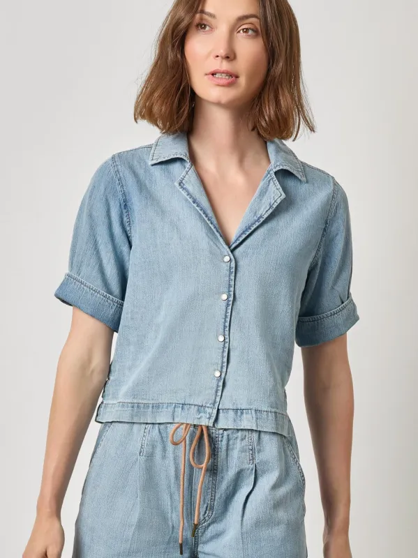 Denim Cuffed Shirt in Blue Wash made by Lilla P