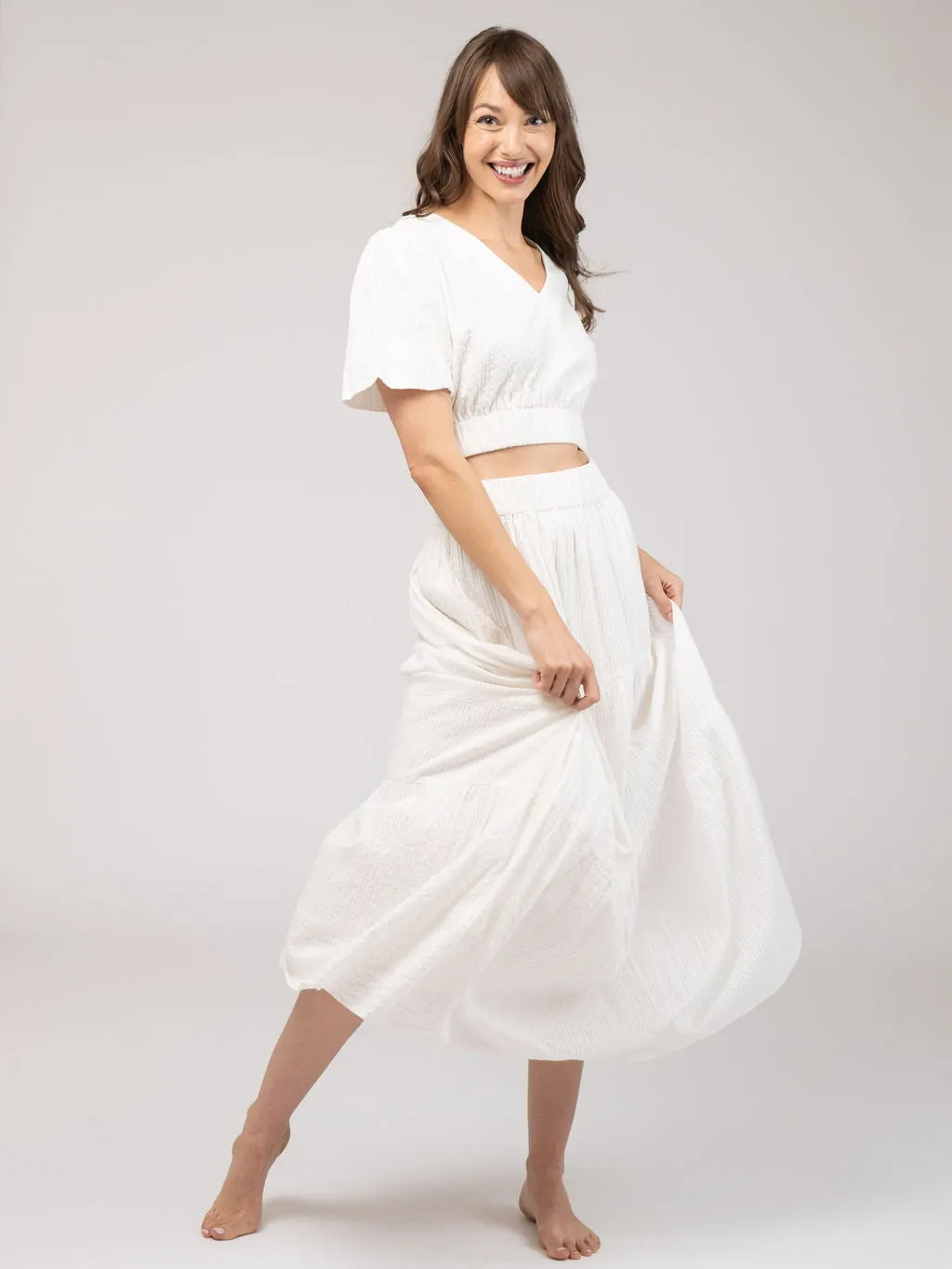 The Abby Skirt | White Seersucker sold by Beau & Ro product image thumbnail 5