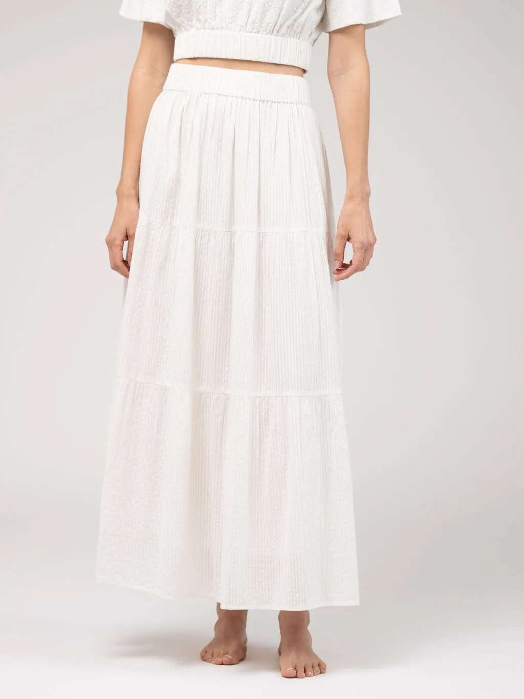 The Abby Skirt | White Seersucker sold by Beau & Ro