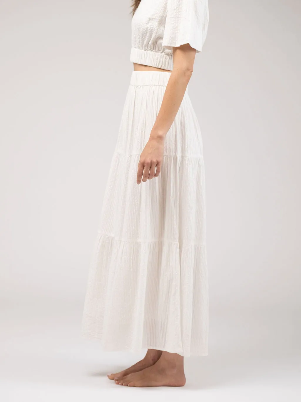 The Abby Skirt | White Seersucker sold by Beau & Ro product image thumbnail 3