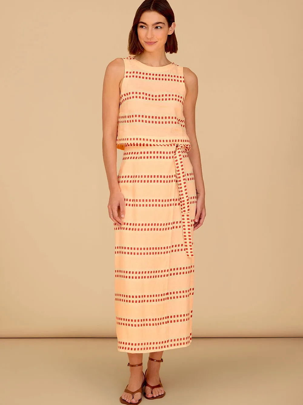Leigh Wrap Skirt in Spanish Stripe sold by Beau & Ro