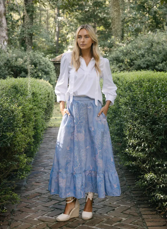 Florence Maxi Skirt in Purple Watercolor sold by Beau & Ro