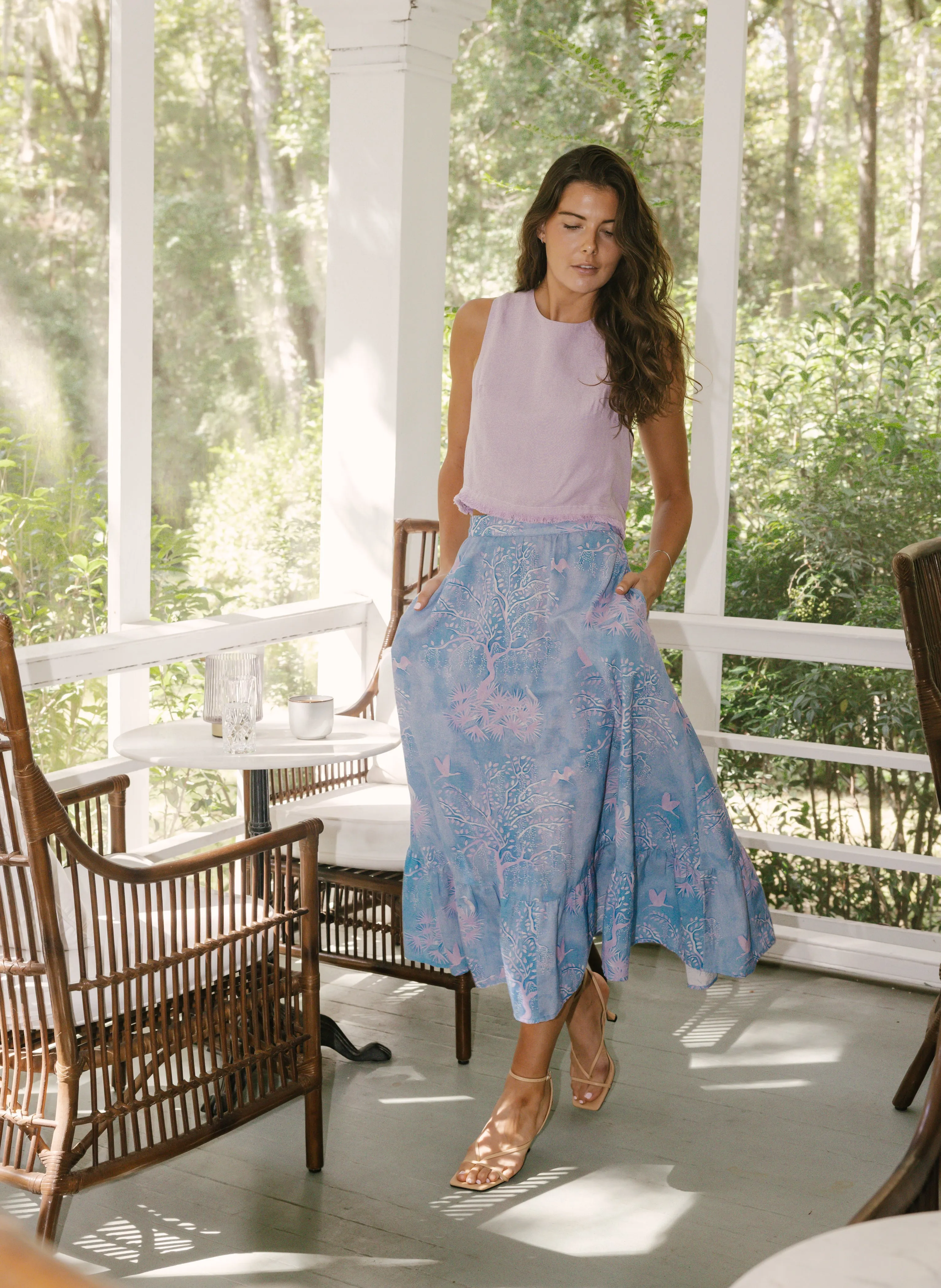 Florence Maxi Skirt in Purple Watercolor sold by Beau & Ro product image thumbnail 2