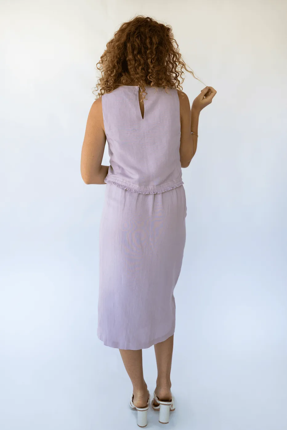 Michelle Faux Wrap Skirt in Lilac sold by Beau & Ro product image thumbnail 5