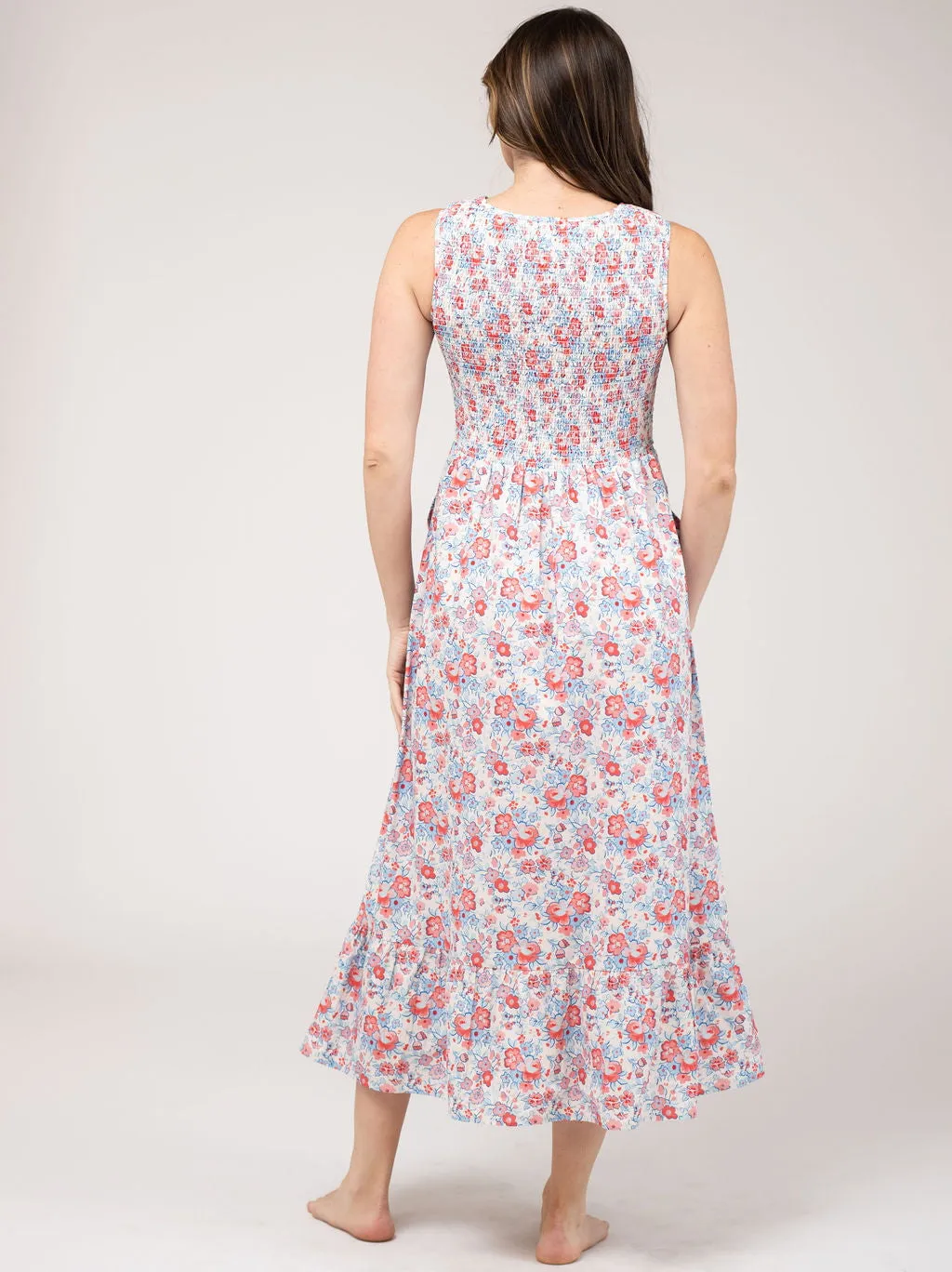 The Margot Dress in Pink & Blue Garden sold by Beau & Ro product image thumbnail 4