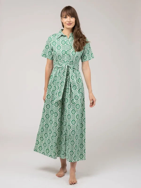The Elle Maxi Dress | Green Flower Check sold by Beau & Ro
