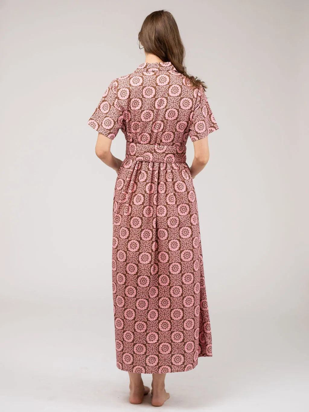 The Elle Maxi Dress | Pink Flower Check sold by Beau & Ro product image thumbnail 4