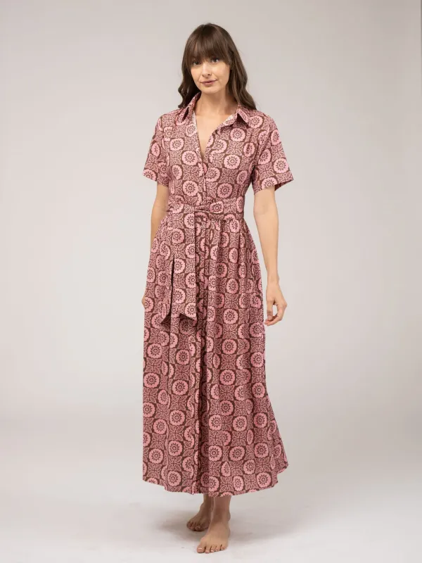 The Elle Maxi Dress | Pink Flower Check sold by Beau & Ro