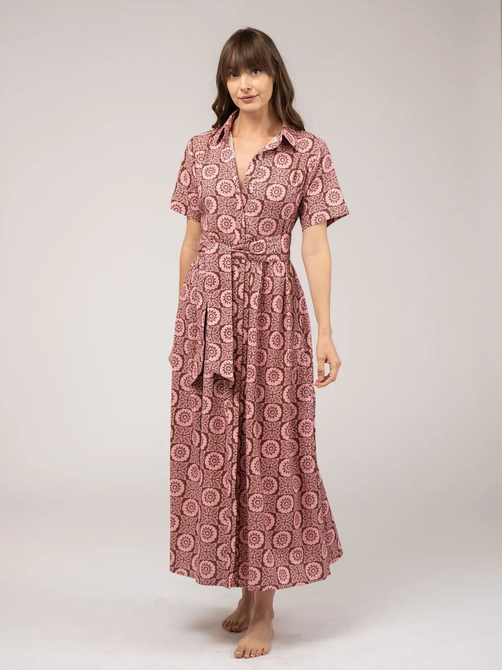 The Elle Maxi Dress | Pink Flower Check sold by Beau & Ro