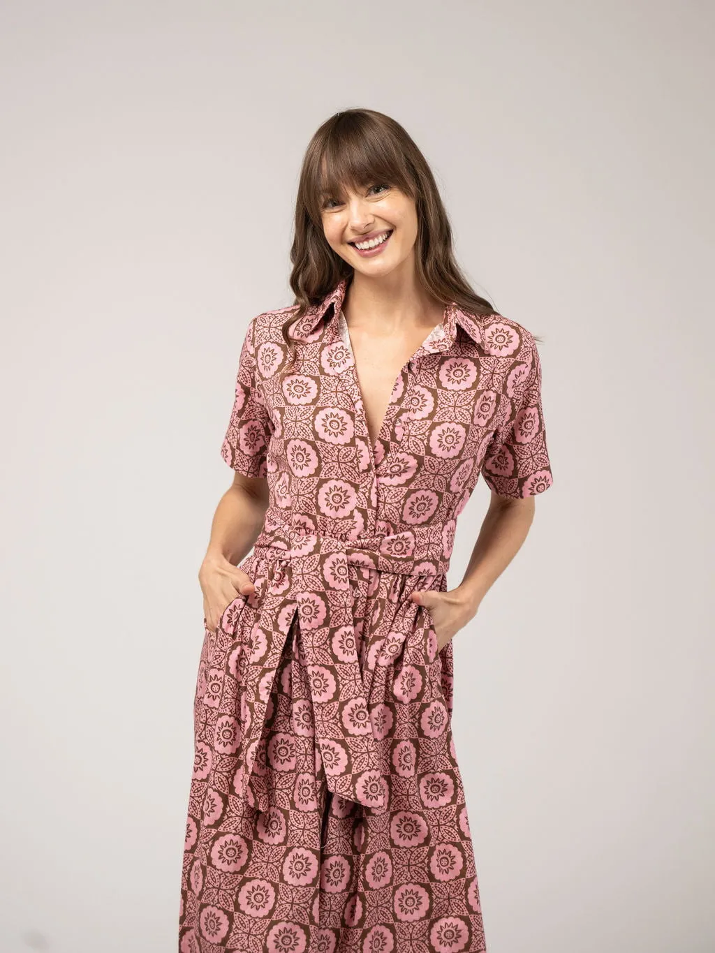 The Elle Maxi Dress | Pink Flower Check sold by Beau & Ro product image thumbnail 5