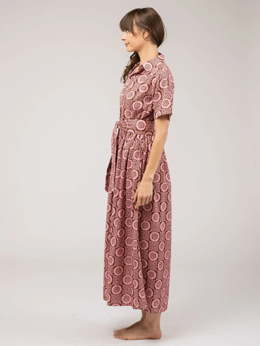 The Elle Maxi Dress | Pink Flower Check sold by Beau & Ro product image thumbnail 3