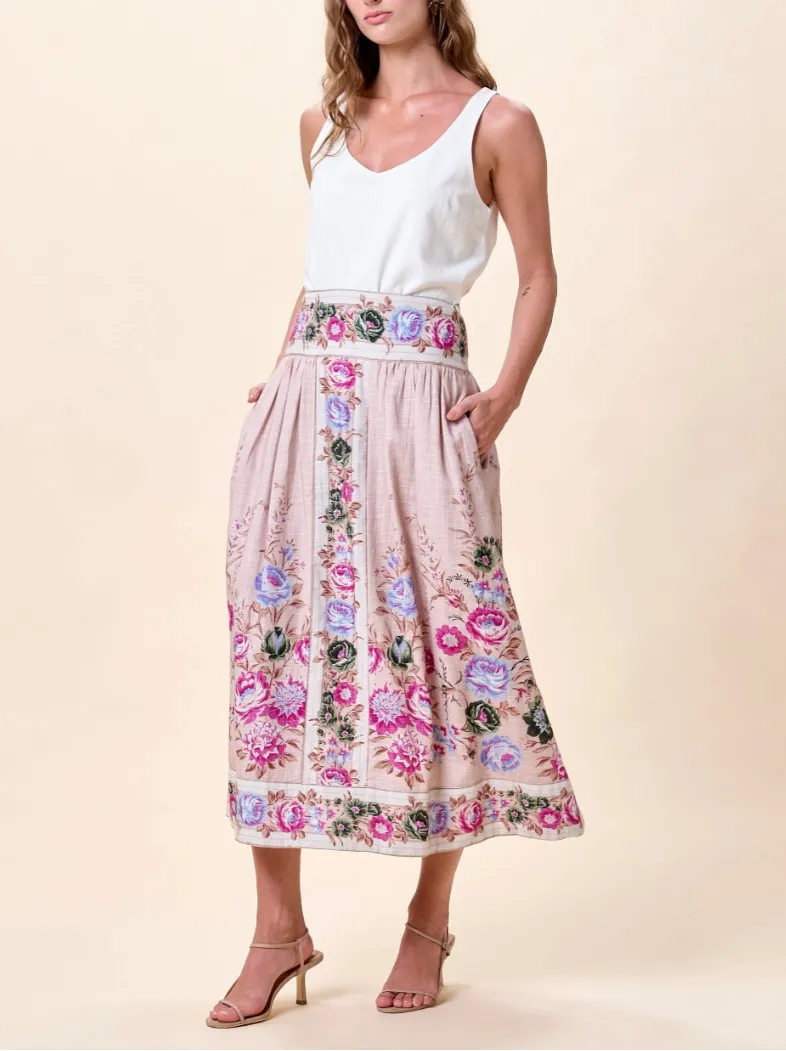 Doreen Midi Skirt in Silva Print sold by Beau & Ro