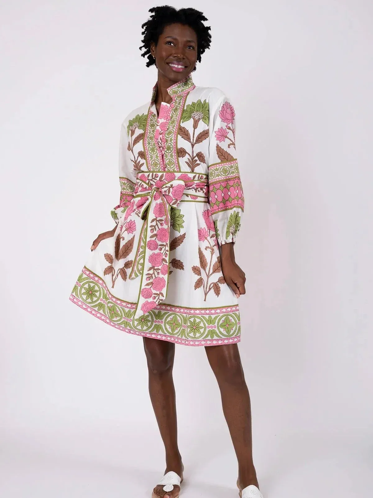 SUE SARTOR Flounce Shorty | Pink/Peridot Dahlia sold by Beau & Ro