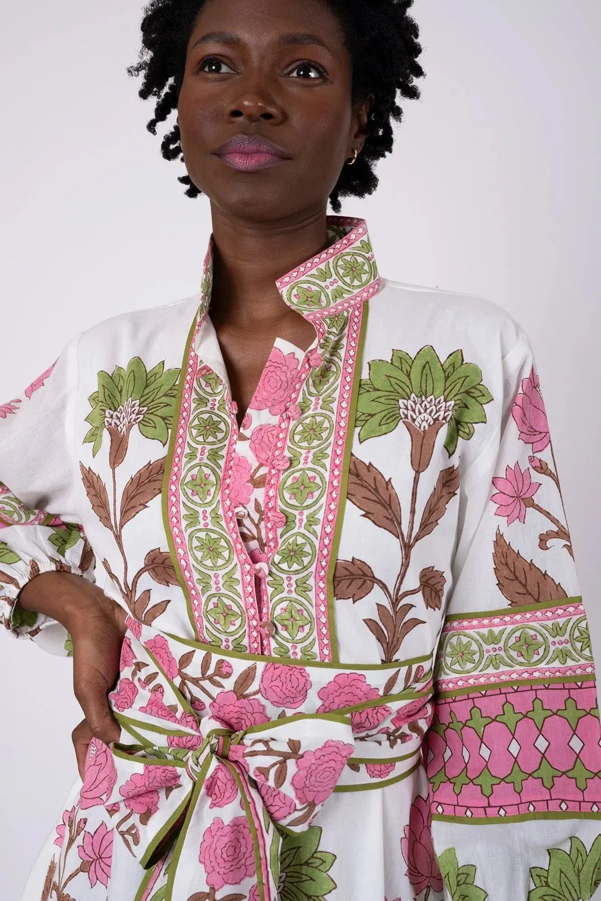 SUE SARTOR Flounce Shorty | Pink/Peridot Dahlia sold by Beau & Ro product image thumbnail 3