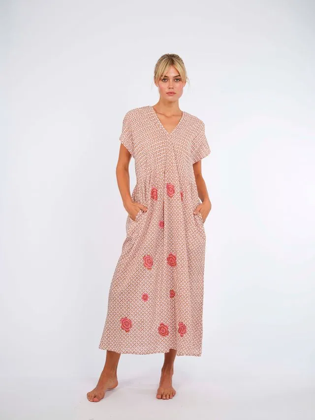 Sea Cale Dress in Dotty Mustard and Peony Embroidery sold by Beau & Ro product image thumbnail 5