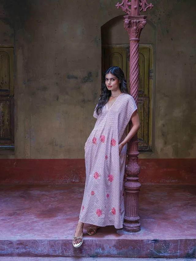 Sea Cale Dress in Dotty Mustard and Peony Embroidery sold by Beau & Ro product image thumbnail 2