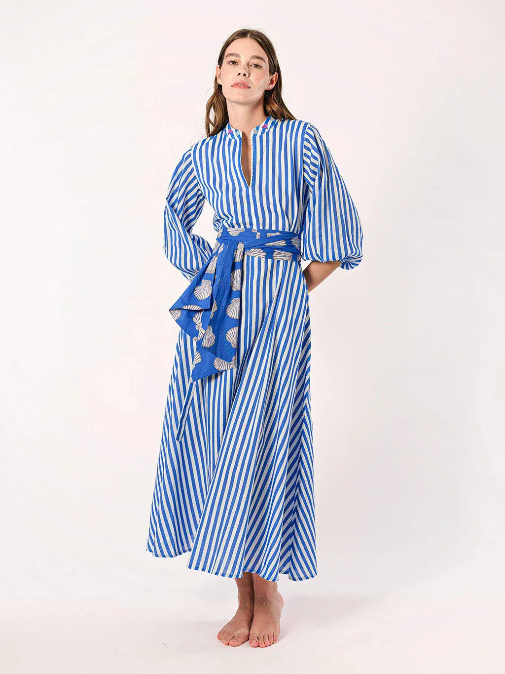 Marigold Dress in Blue Stripes sold by Beau & Ro product image thumbnail 2