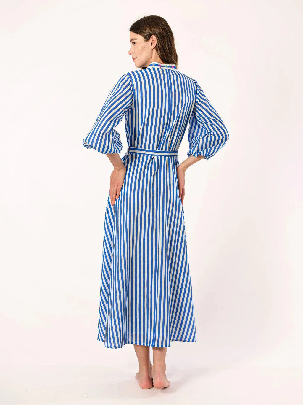 Marigold Dress in Blue Stripes sold by Beau & Ro product image thumbnail 3