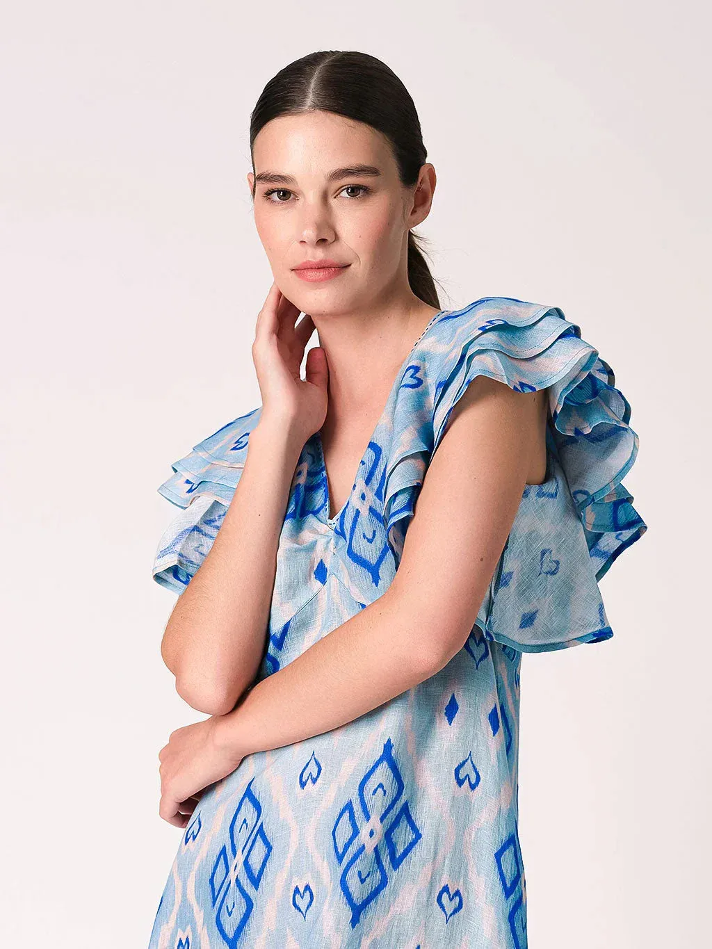 Belladonna Dress in Blue Ikat sold by Beau & Ro product image thumbnail 3