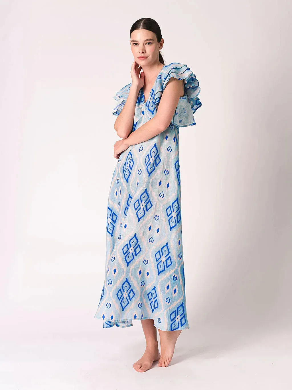 Belladonna Dress in Blue Ikat sold by Beau & Ro product image thumbnail 4