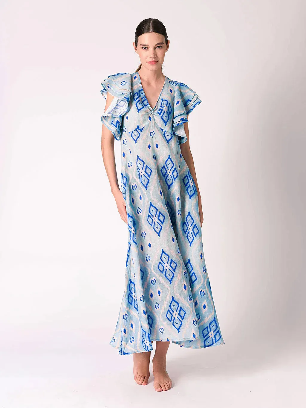 Belladonna Dress in Blue Ikat sold by Beau & Ro product image thumbnail 2