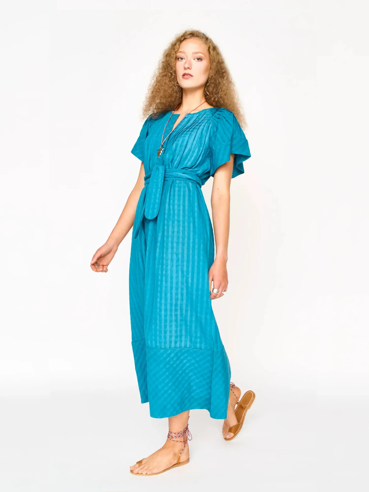 Vienna Pintuck Dress in Azure Dobby sold by Beau & Ro product image thumbnail 2