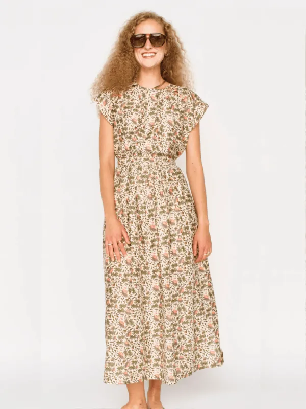 Merida Dress in Pink Cowrie sold by Beau & Ro