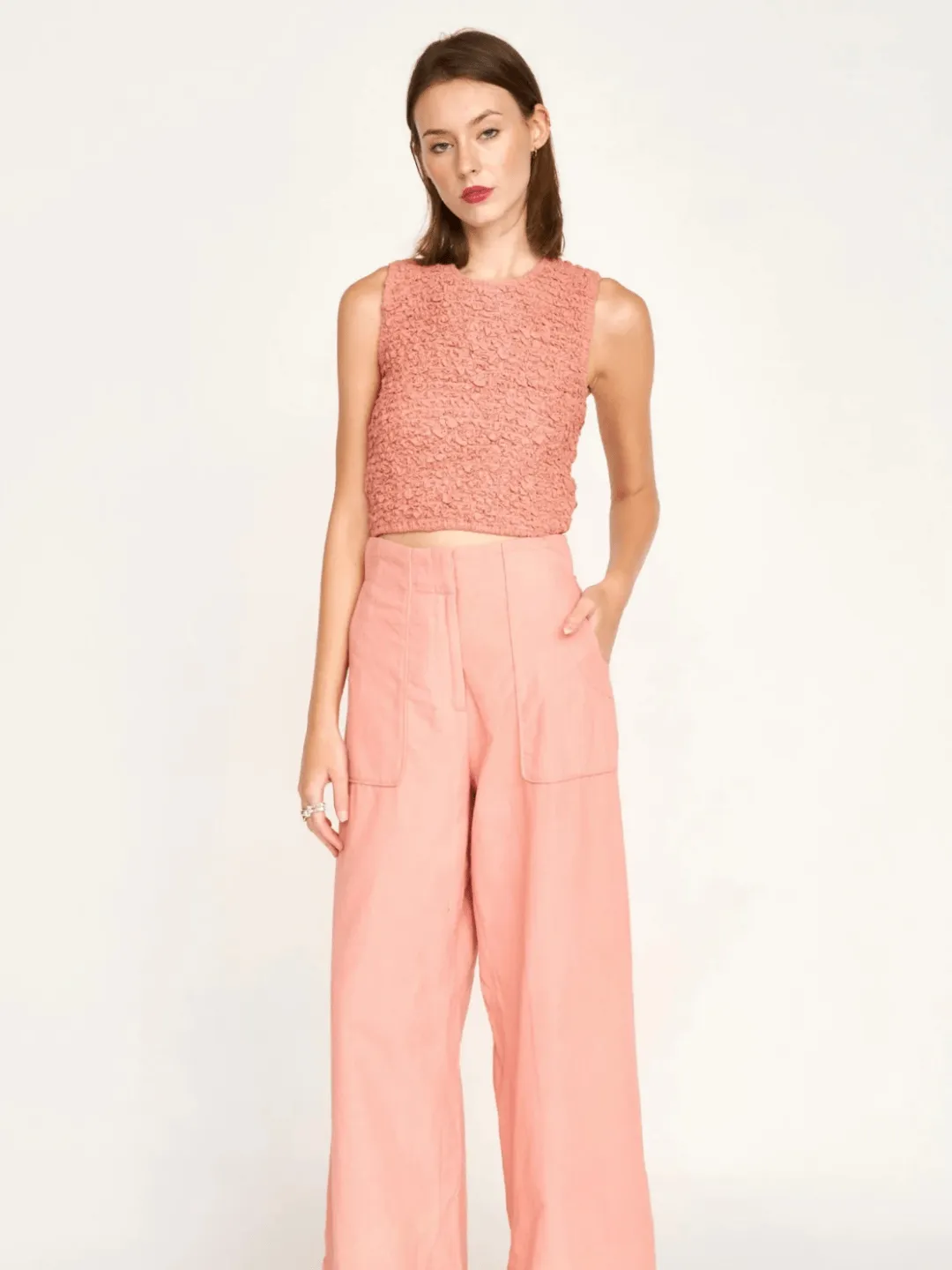 Lucia Smocked Top in Pomelo sold by Beau & Ro