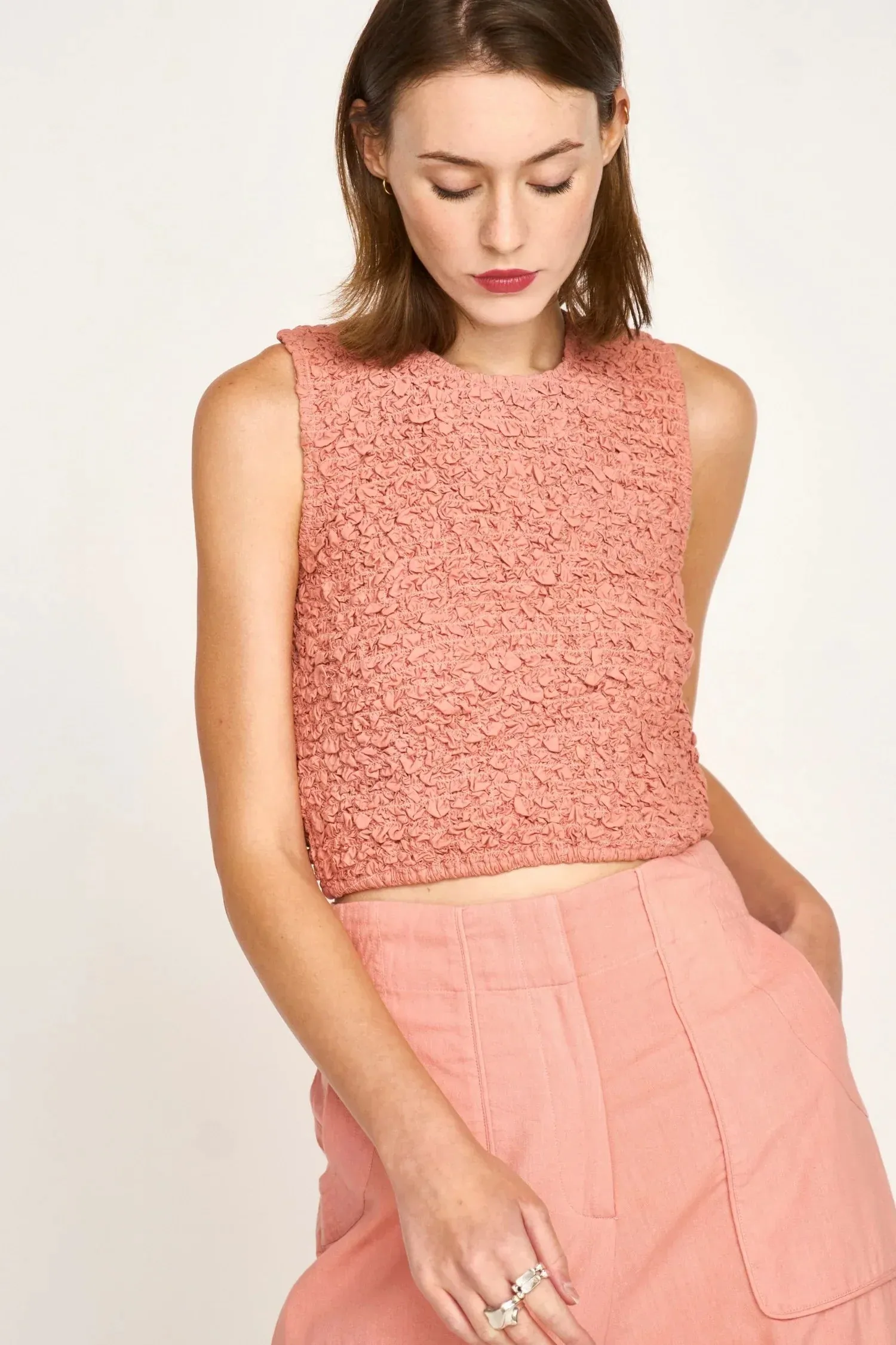 Lucia Smocked Top in Pomelo sold by Beau & Ro product image thumbnail 3