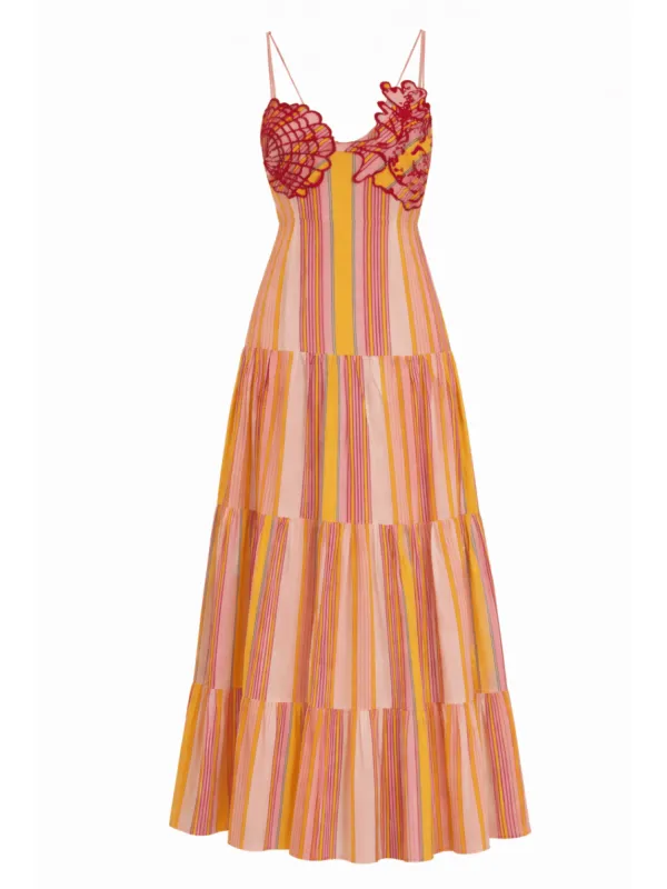 Taylor Midi Dress in Candy Stripe made by Anna Cate