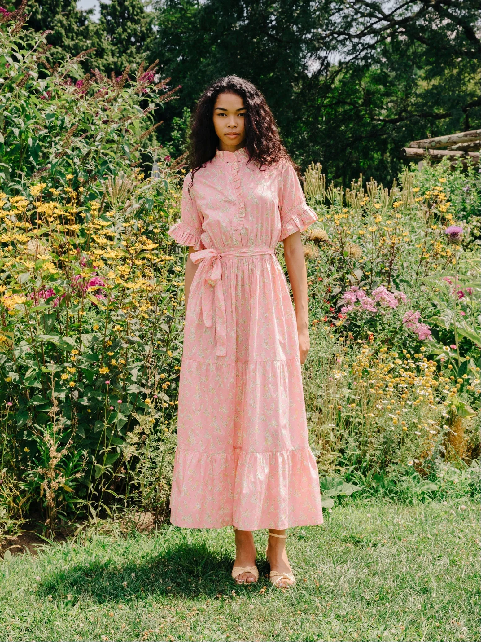 Emma Midi Dress in Love Emma & Georgina Liberty Print sold by Beau & Ro