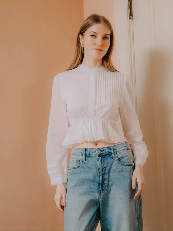 Mira Blouse in Bright White sold by Beau & Ro