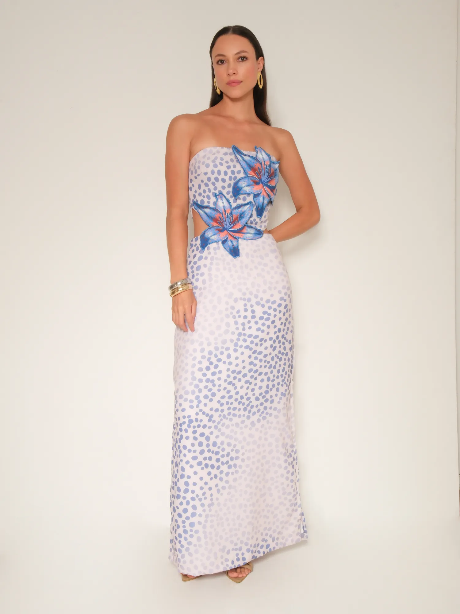 The Polka Lilies Maxi Dress sold by Beau & Ro