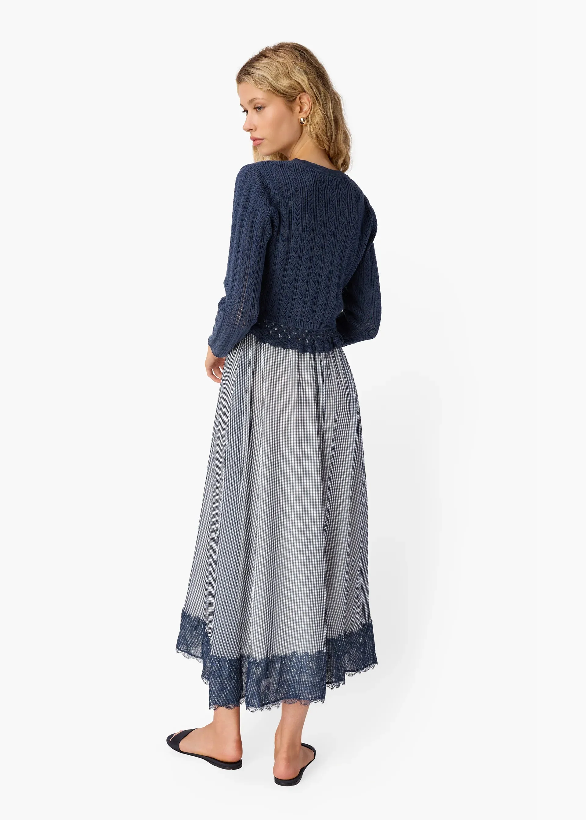 Lilibeth Pointelle Cardigan in Moody Blue sold by Beau & Ro product image thumbnail 4