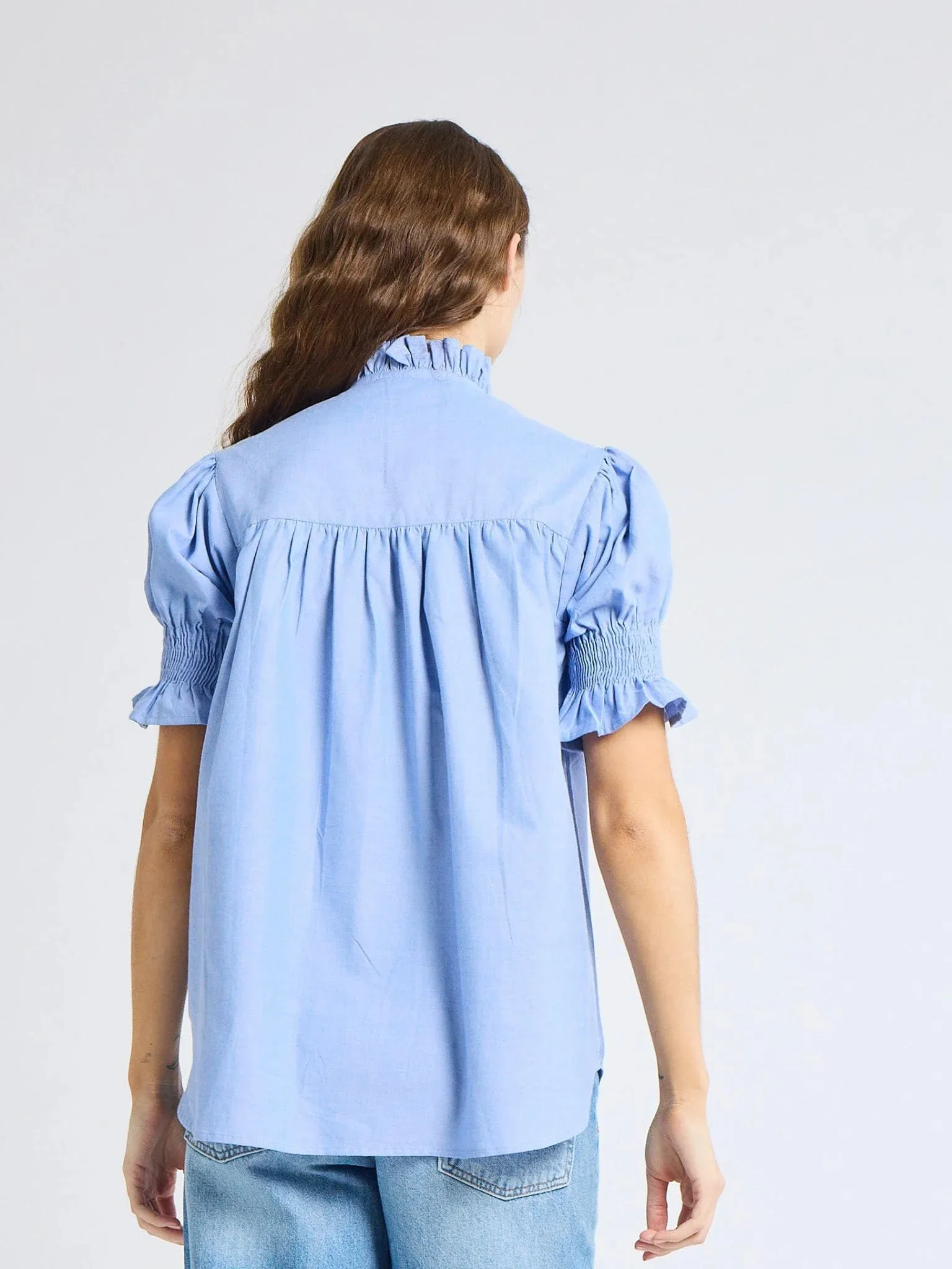 Marnie Top in Blue Oxford sold by Beau & Ro product image thumbnail 5