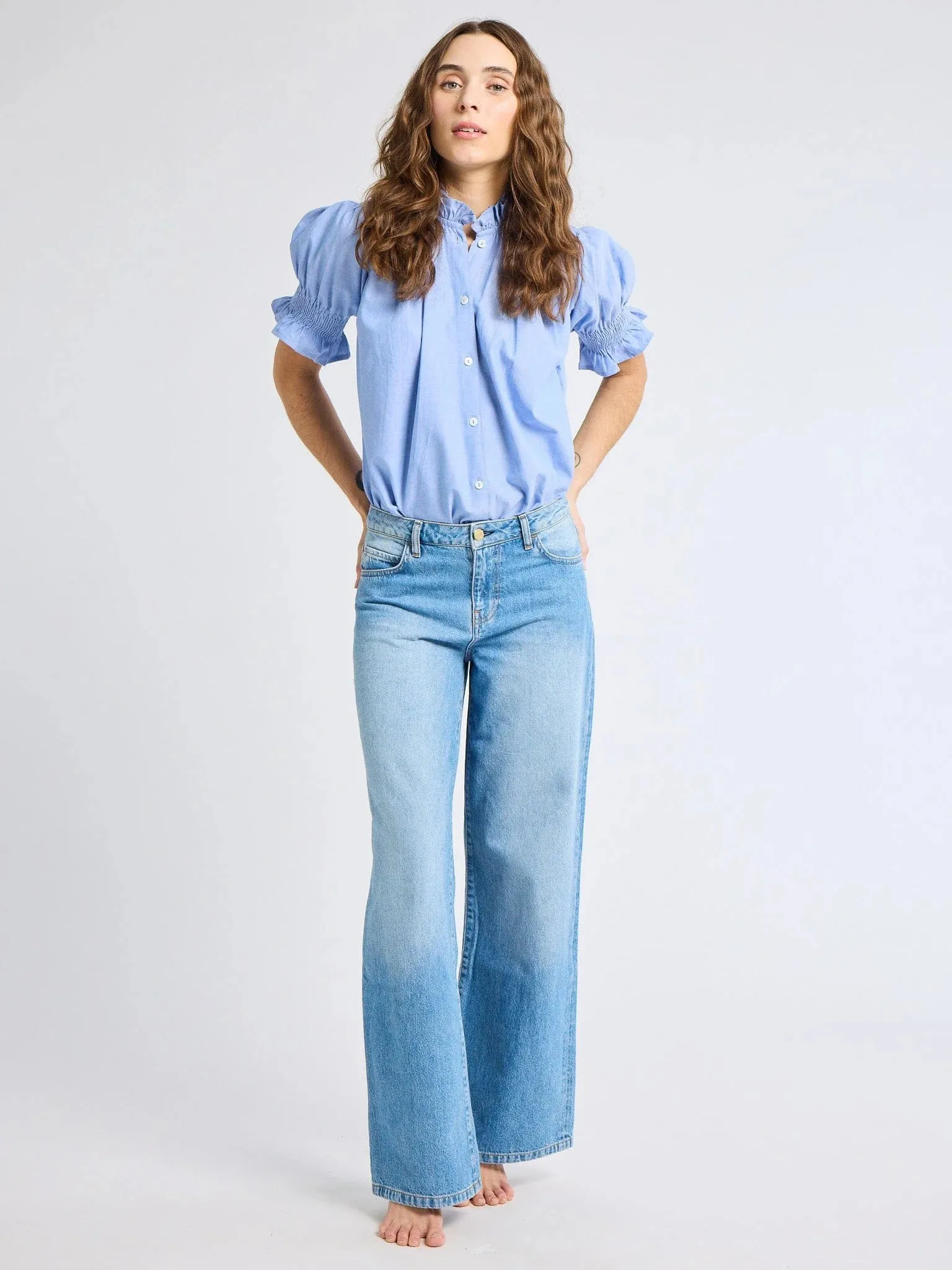 Marnie Top in Blue Oxford sold by Beau & Ro product image thumbnail 2