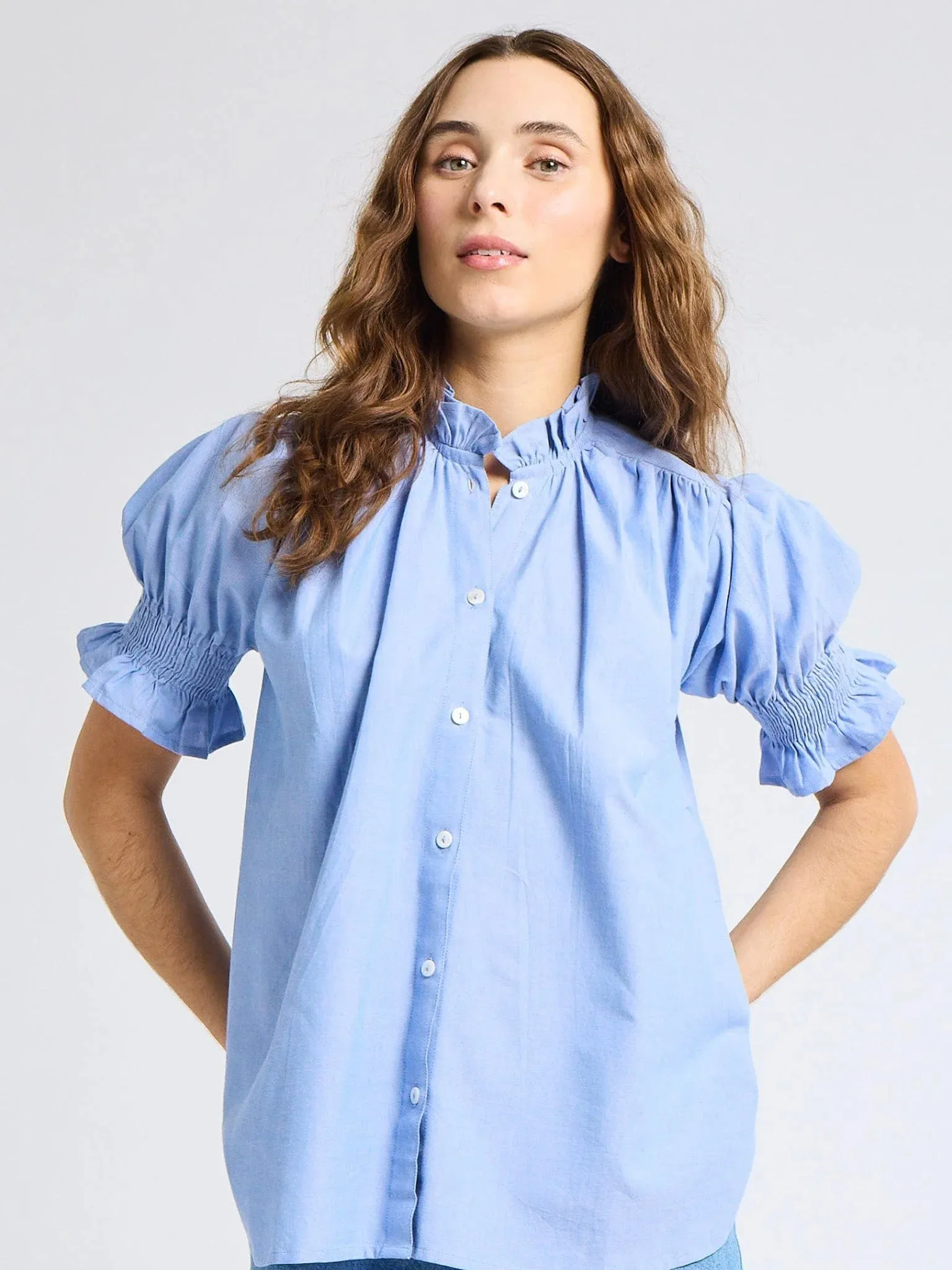 Marnie Top in Blue Oxford sold by Beau & Ro product image thumbnail 3