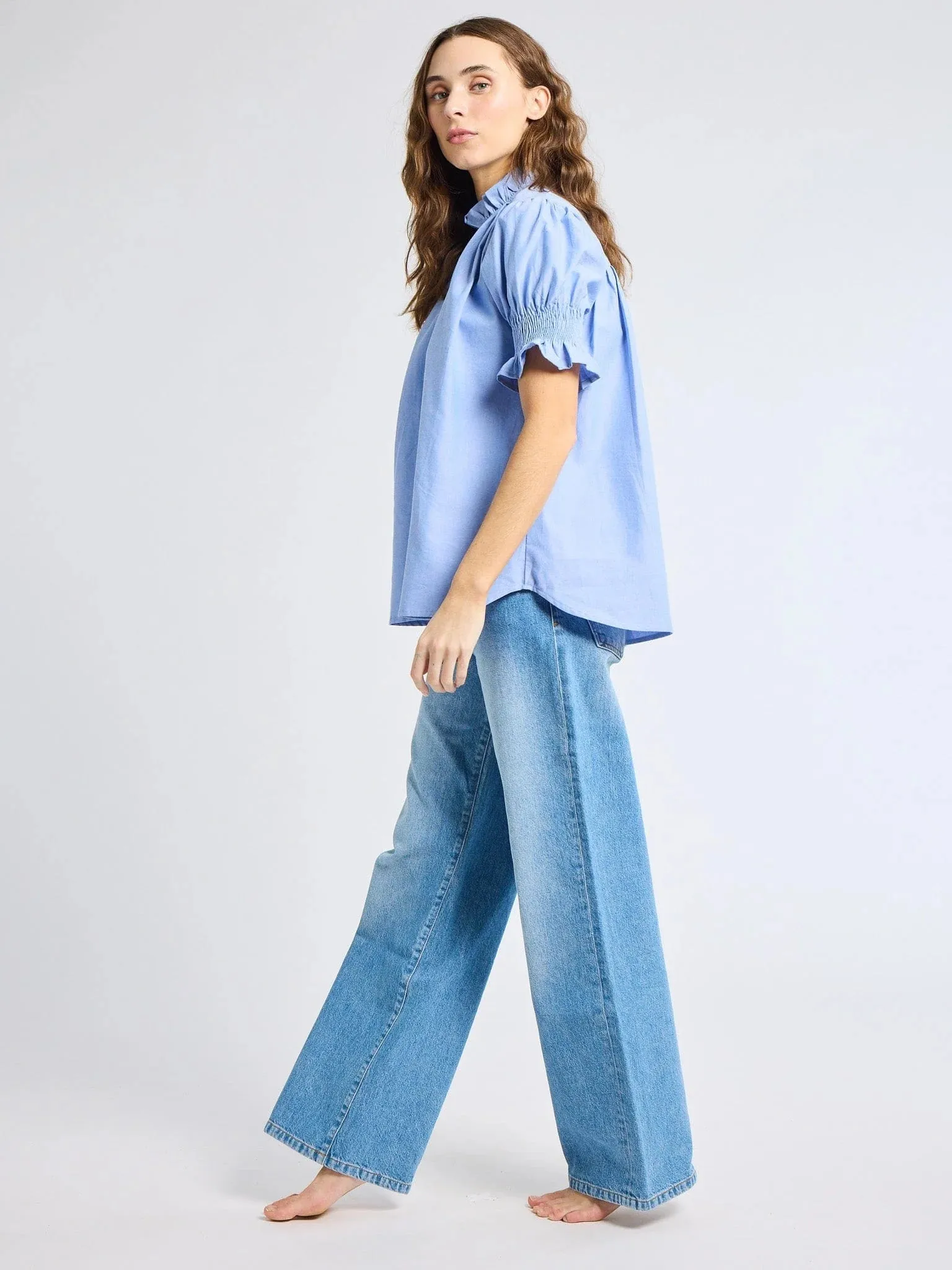 Marnie Top in Blue Oxford sold by Beau & Ro product image thumbnail 4