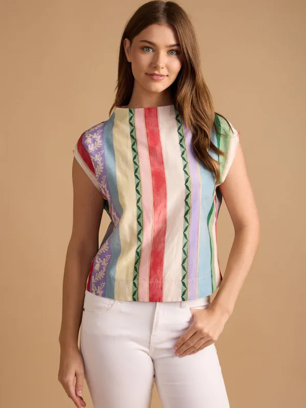 Sadie Top in Garden Stripe made by Beau & Ro