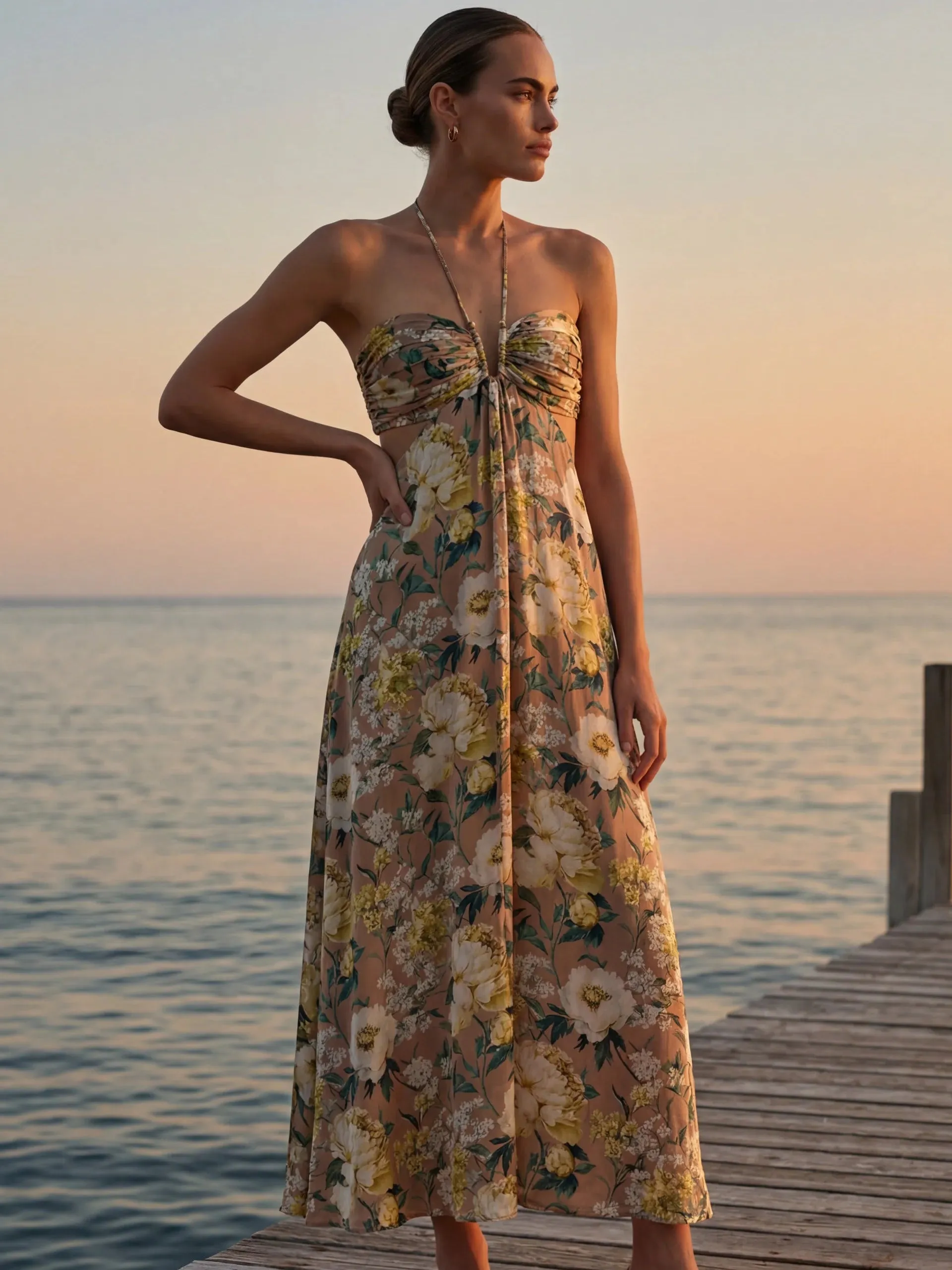 Calliope Maxi Dress in Morning Flourish sold by Beau & Ro