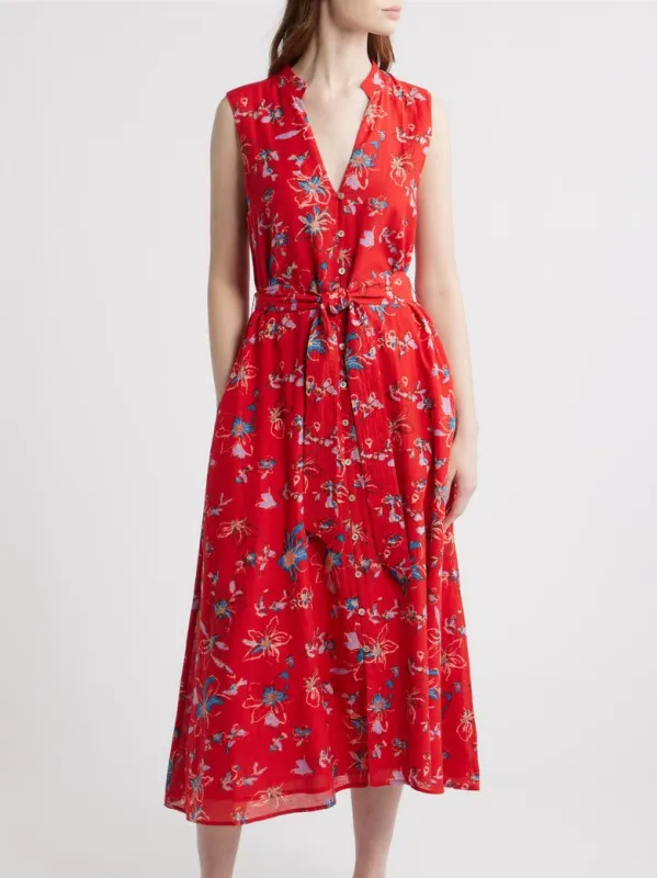 Cheyenne Midi Dress in Fiore Rosso made by Cleobella